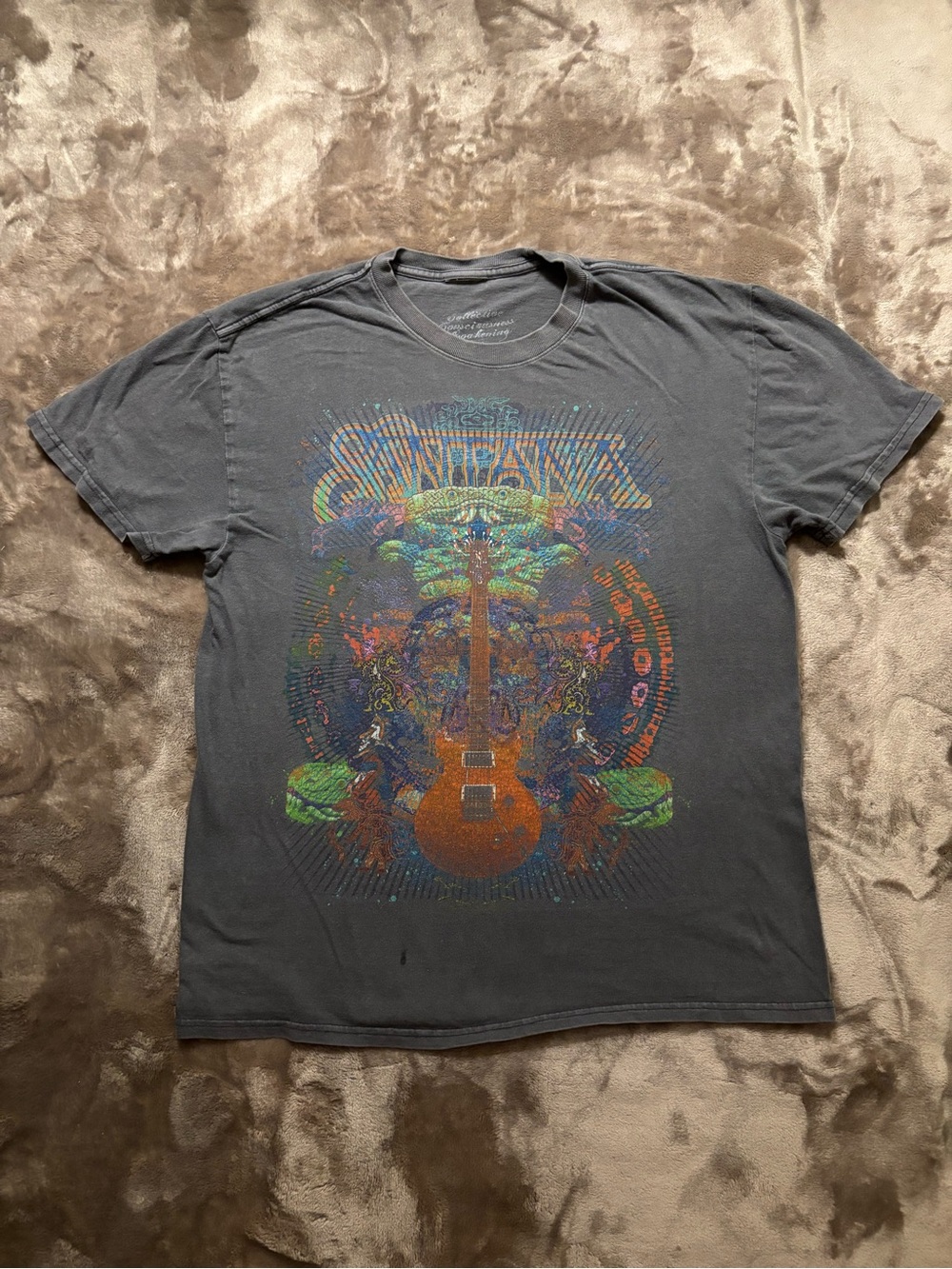 Santana Graphic T-Shirt Men’s Size S Black Short Sleeve Guitar Print T-Shirt